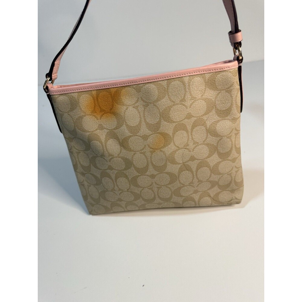 Coach Beige Signature Crossbody with Pink Trim - Picture 7 of 16